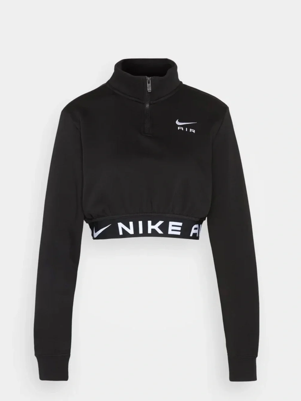 Nike Black Cropped Half-Zip Kids Sweatshirt with Logo Hem